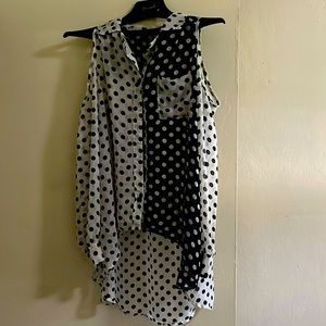 Blue Pepper Sheer Poker Dot Blouse